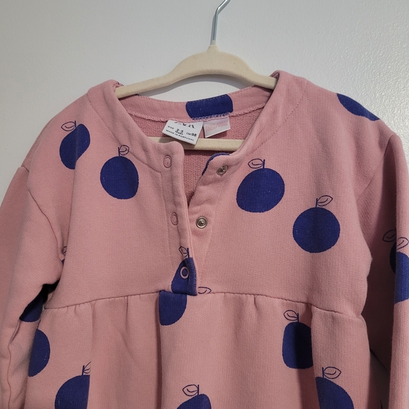🧸2/20$ Zara Pink Sweatshirt Dress Blue Apple Print Size 2-3T Baby Toddler Girl - Picture 7 of 7